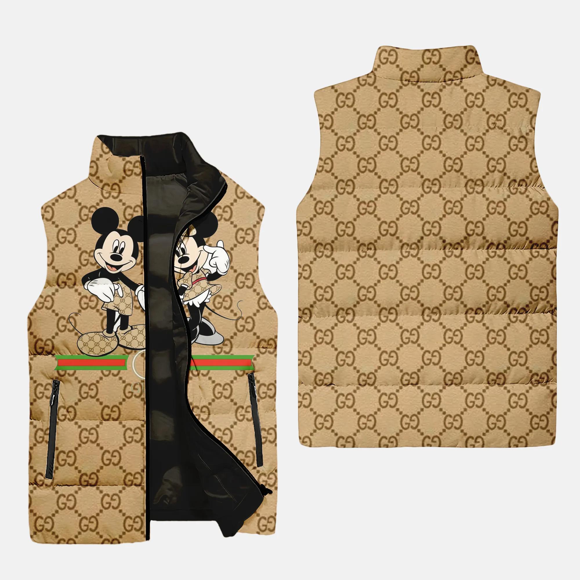 gucci mickey mouse yellow luxury brand 3d sleeveless puffer jacket 20240110053330064