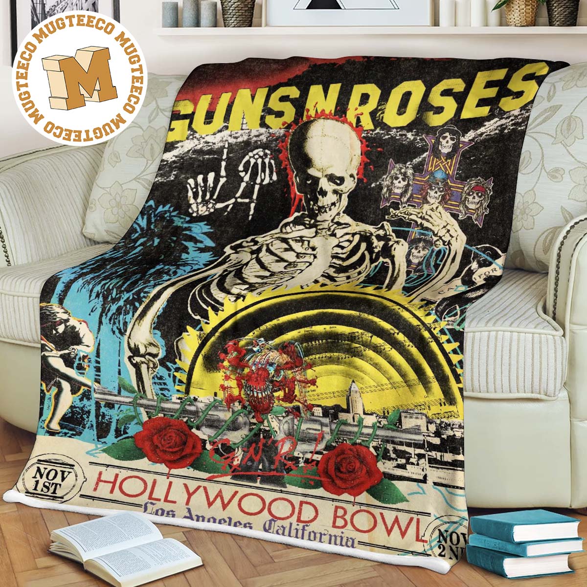 guns n roses hollywood bowl los angeles california day 2 nov 2nd 2023 poster fleece blanket 2dp54