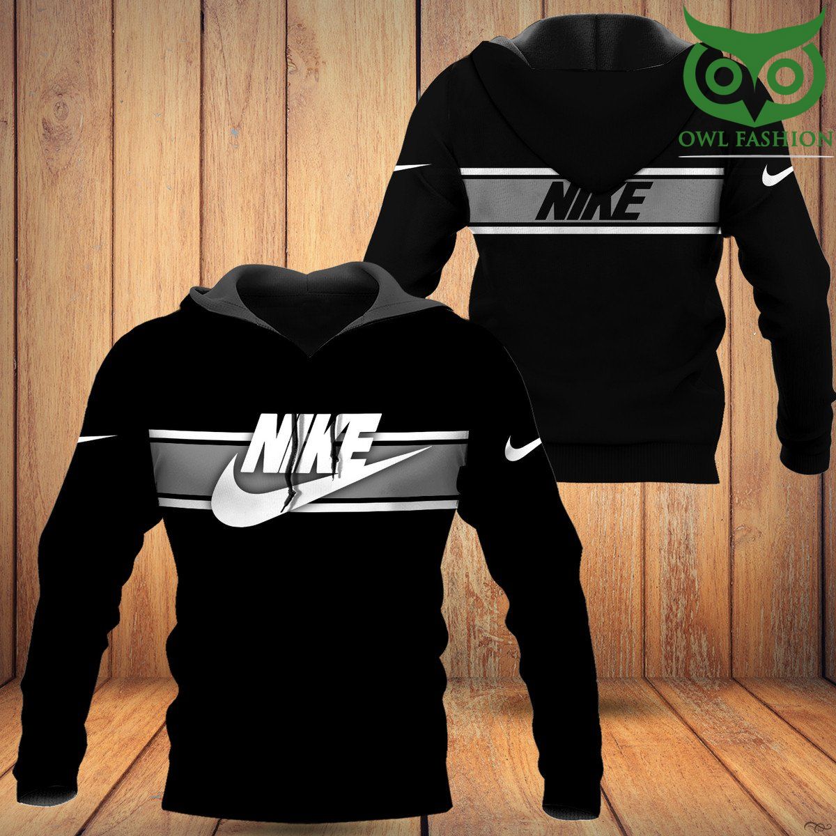 hFJep89r 83 Nike black with white logo 3D Hoodie