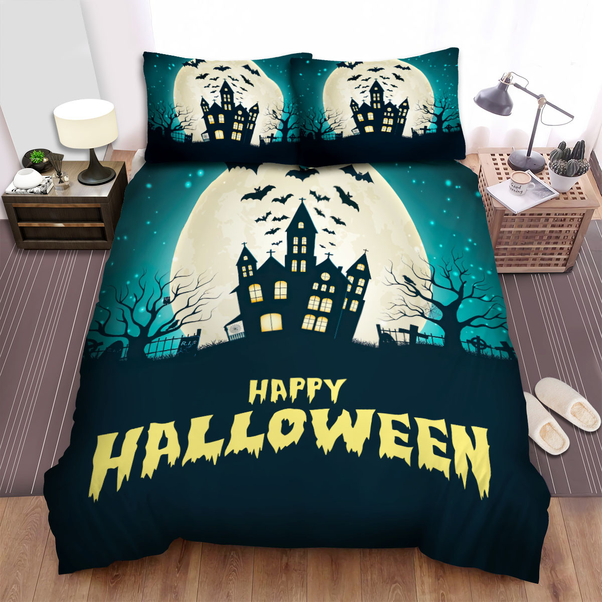 halloween bat pass the church duvet cover bedroom sets comfortable bedding sets teabx