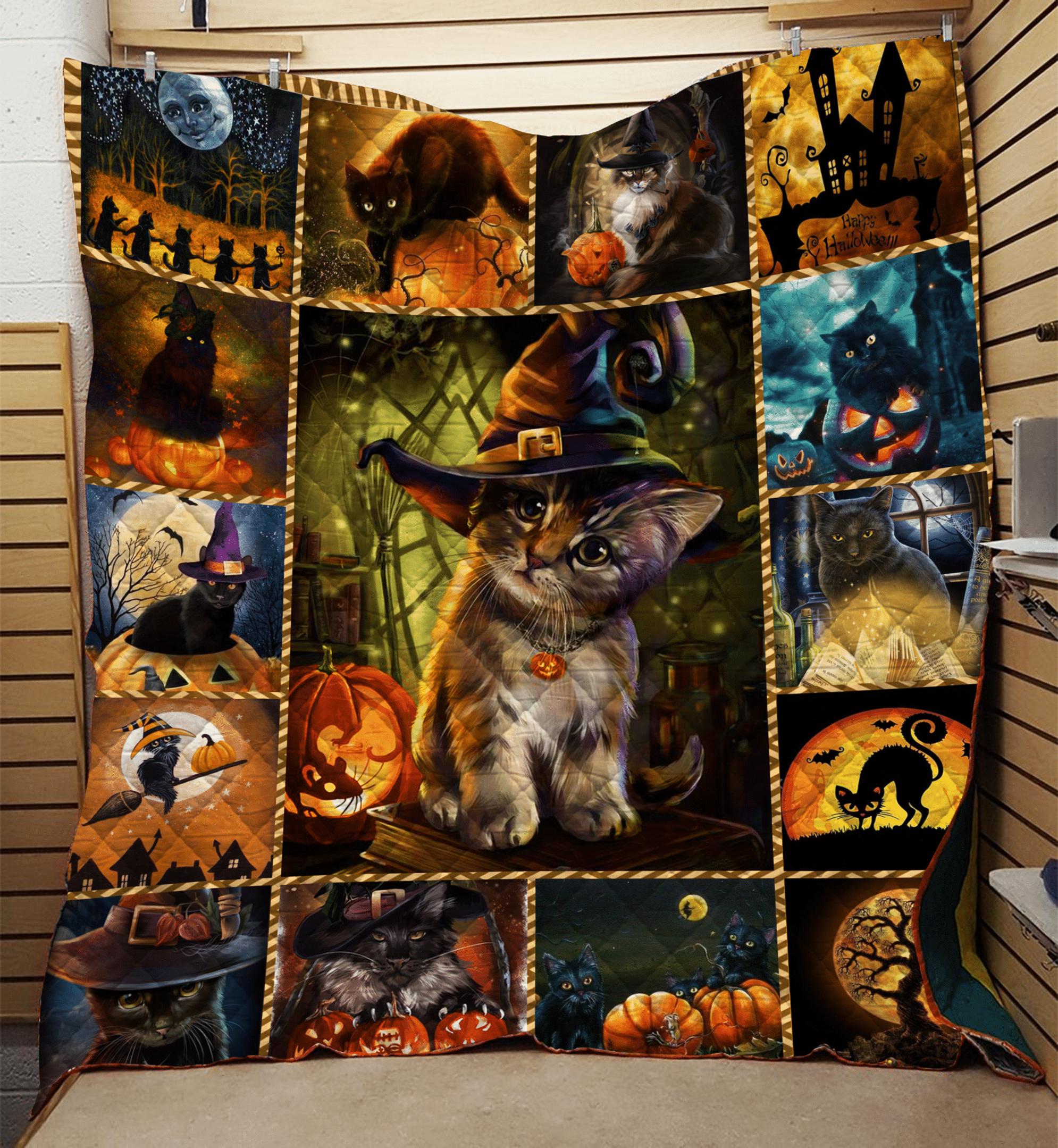 halloween decorations amazing halloween cat sherpa twin queen king quilt blanket quilt blanket 20231014120951717