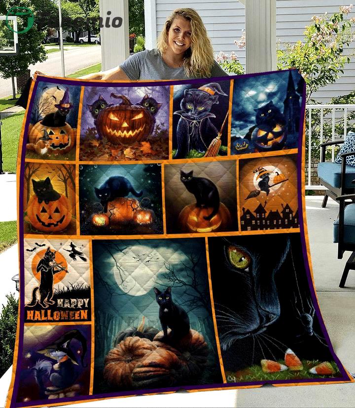 halloween decorations black cat pumpkin happy halloween fleece blanket quilt blanket quilt blanket 20231006115254691