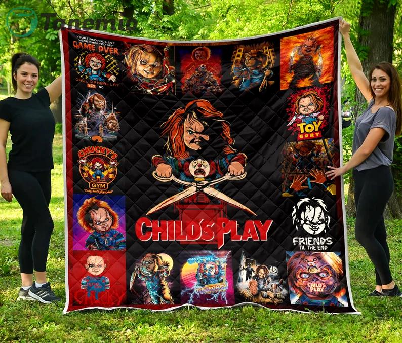 halloween decorations chucky fleece blanket childs play blanket horror movie blanket horror characters blanket halloween gifts quilt blanket 20230929112210564