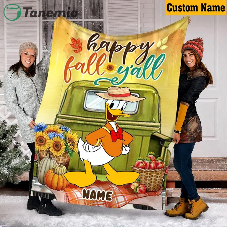 halloween decorations custom name donald duck halloween blanket happy fall season yall blanket fall autumn halloween blanket thanksgiving blanket pumpkin quilt blanket 20230930040132111