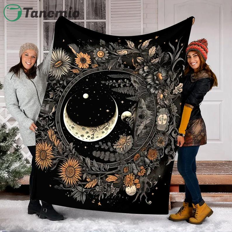 halloween decorations halloween witch moon blanket halloween witch blanket floral halloween blanket halloween fleece blanket cozy blanket for all seasons quilt blanket 20240521101805075