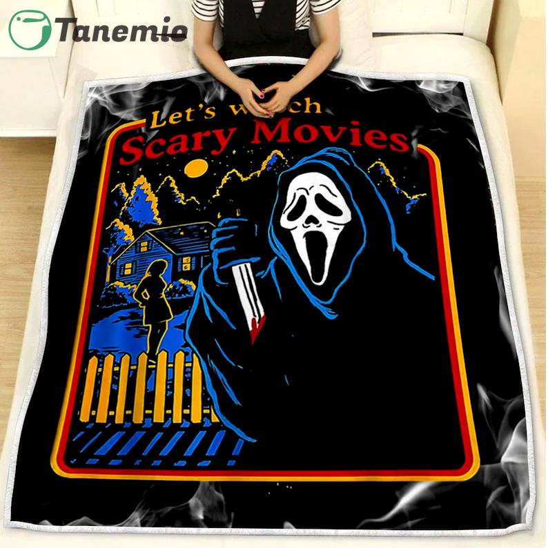 halloween decorations lets watch scary movies fleece blanket horror movie blanket horror characters blanket scary movies halloween gifts quilt blanket 20230924015759397