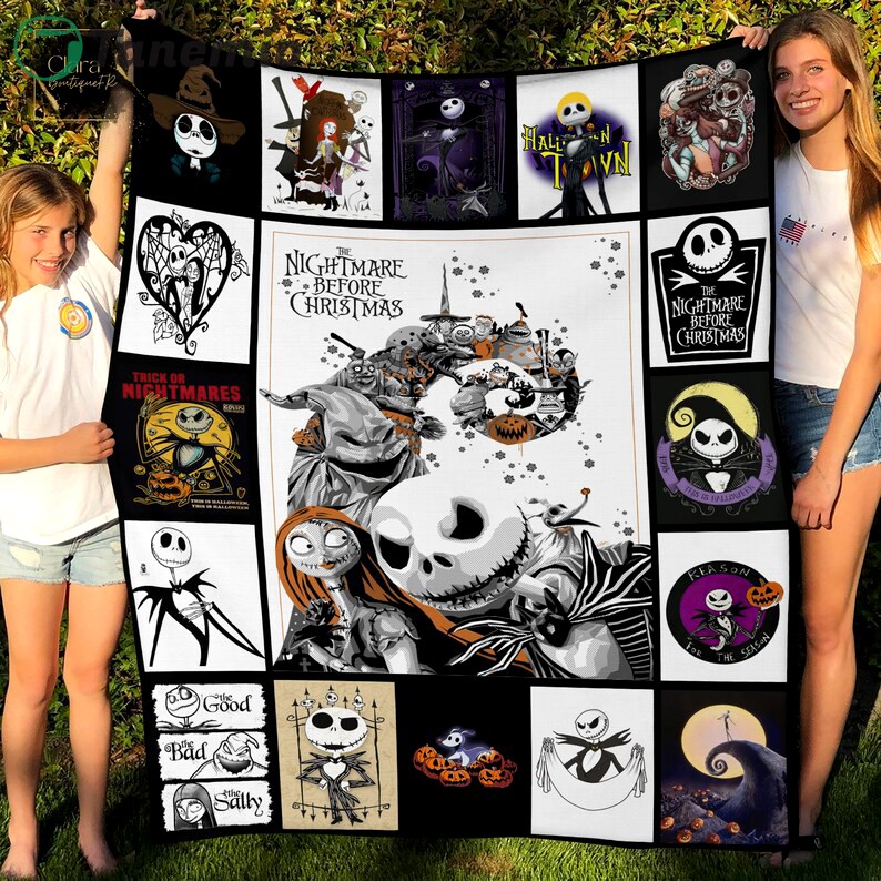 halloween decorations the nightmare before christmas fleece blanket mink sherpa blanket jack and sally quilt halloween gift jack skellington quilt quilt blanket 20240507083528952