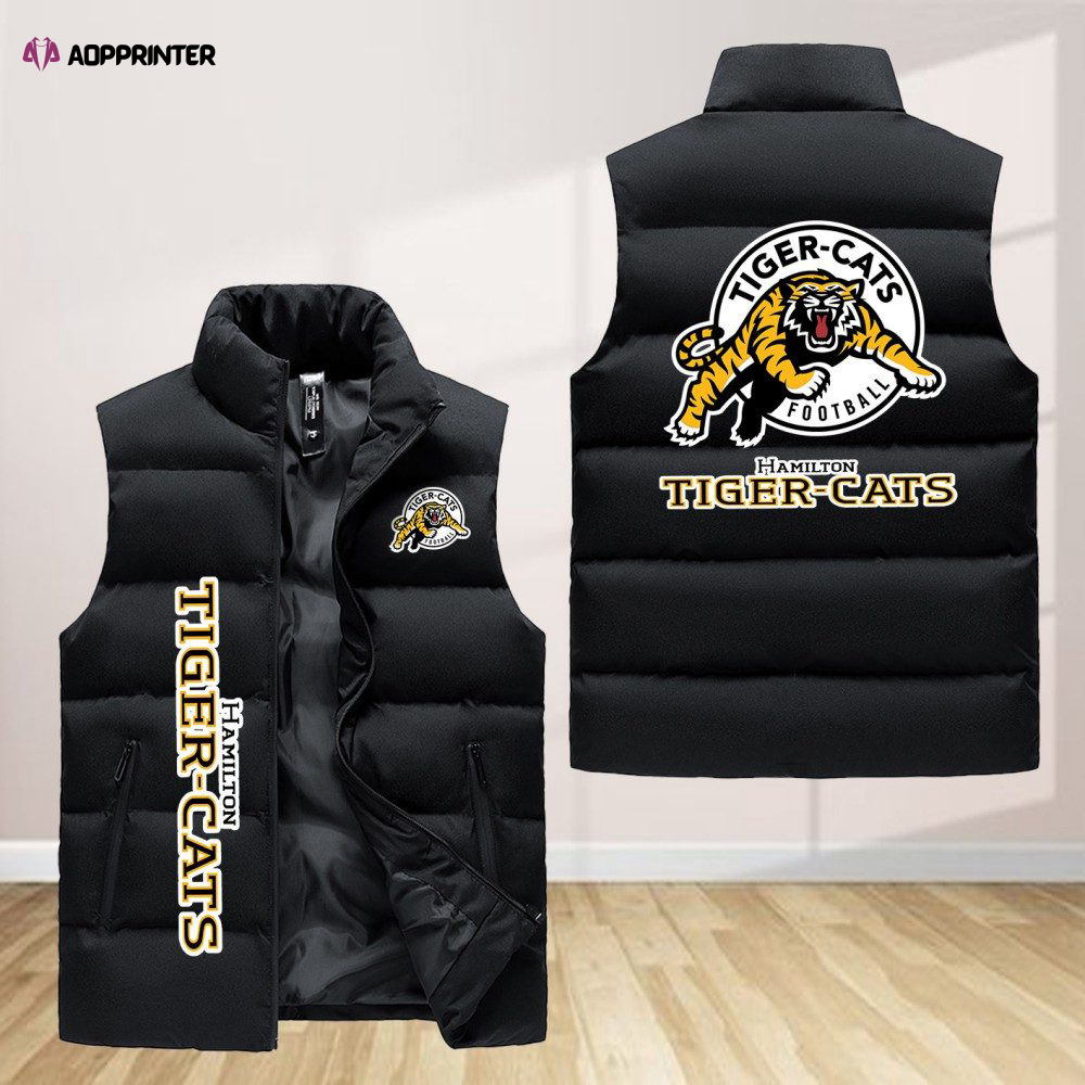 hamilton tiger cats sleeveless puffer jacket custom for fans gifts