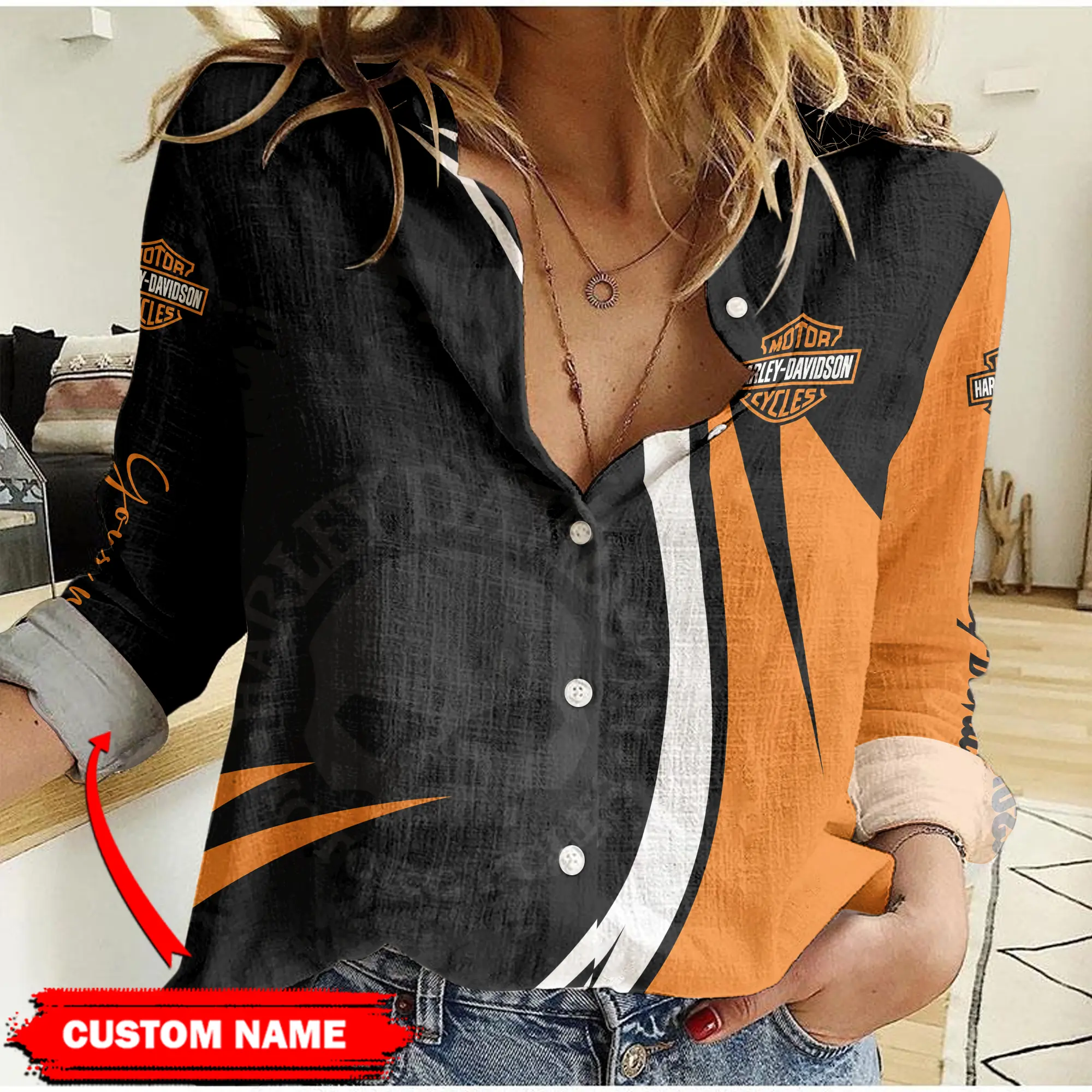 harley davidson custom linen woman shirt 21 wafbv
