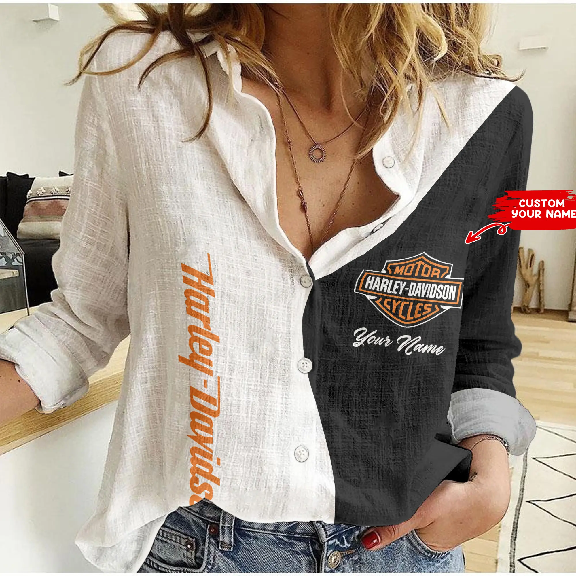 harley davidson custom linen woman shirt 25 0mjcb
