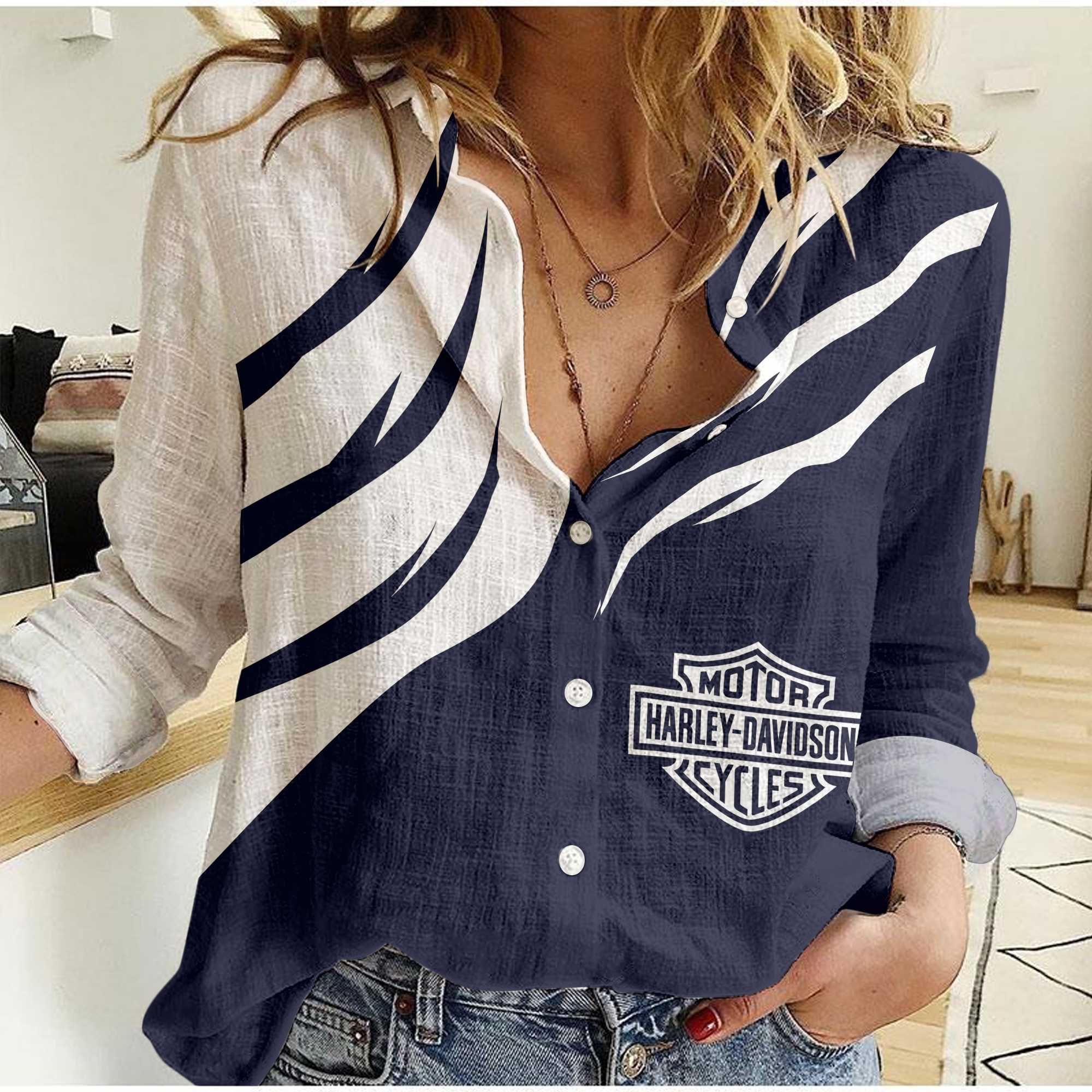 harley davidson linen woman shirt 27 wwh5y