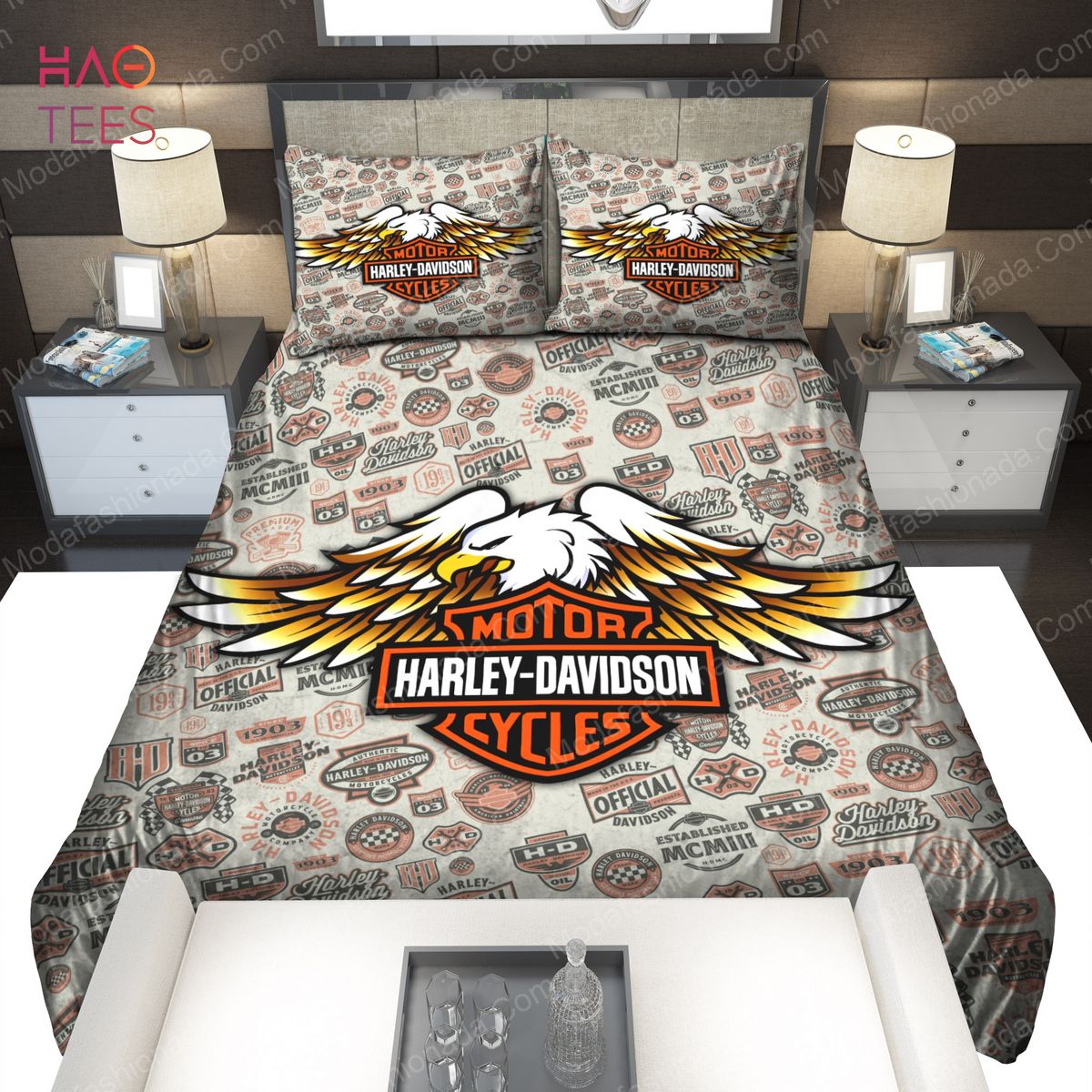 harley davidson logo with eagle bedding sets 1 7Qnsx