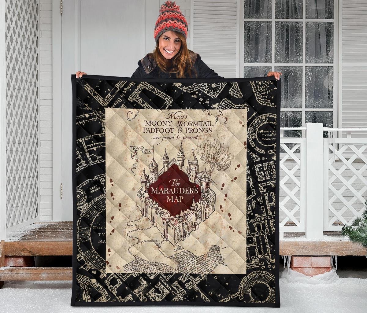 harry potter the marauders map quilt blanket 2108