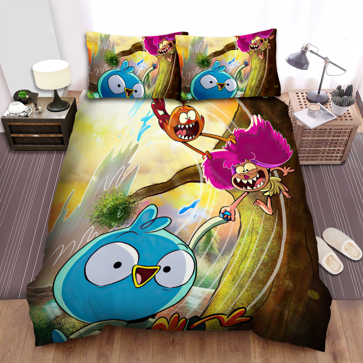 harvey beaks friends funny time bed sheets spread duvet cover bedding set edc5w