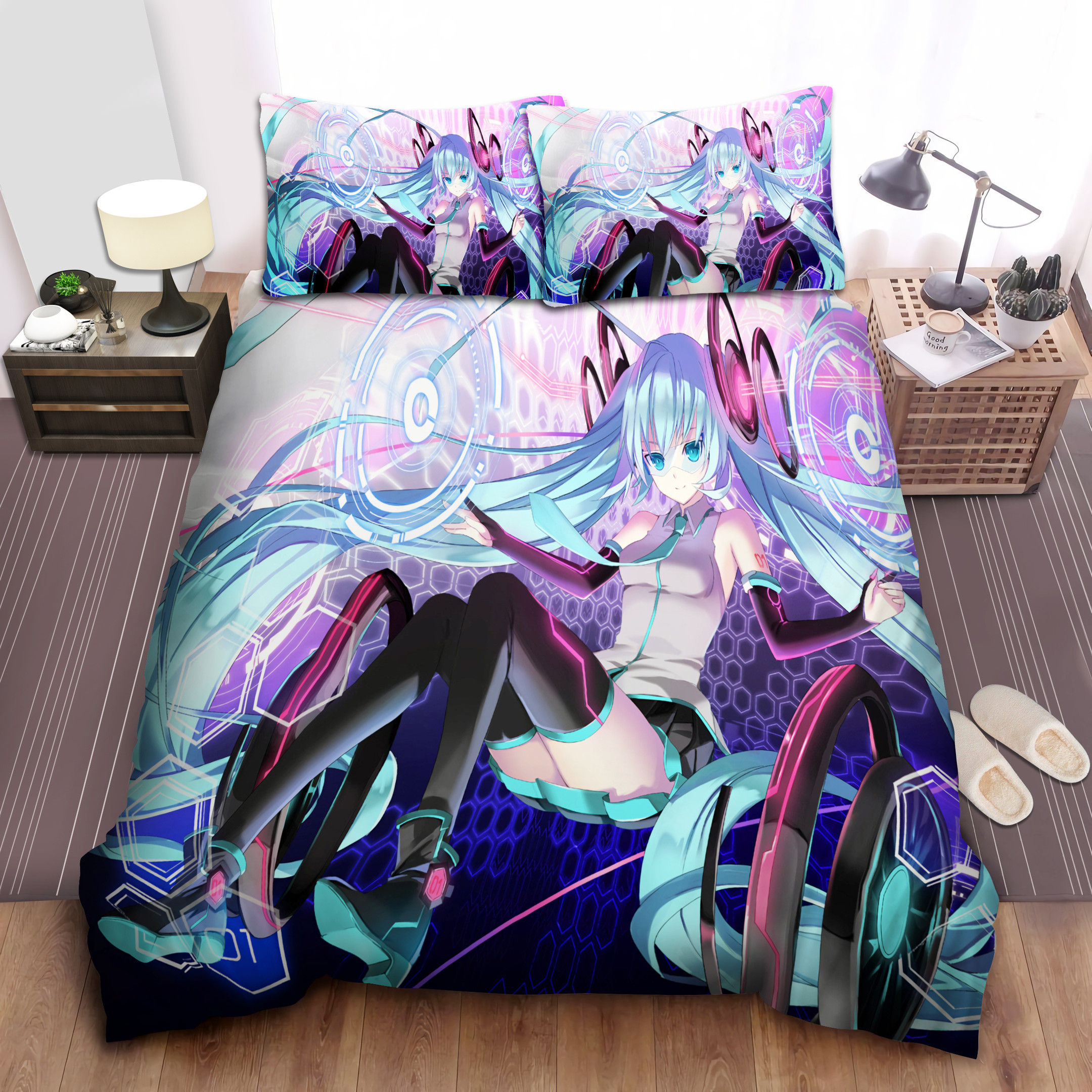 hatsune miku digital art duvet cover bedroom sets comfortable bedding sets jukmp