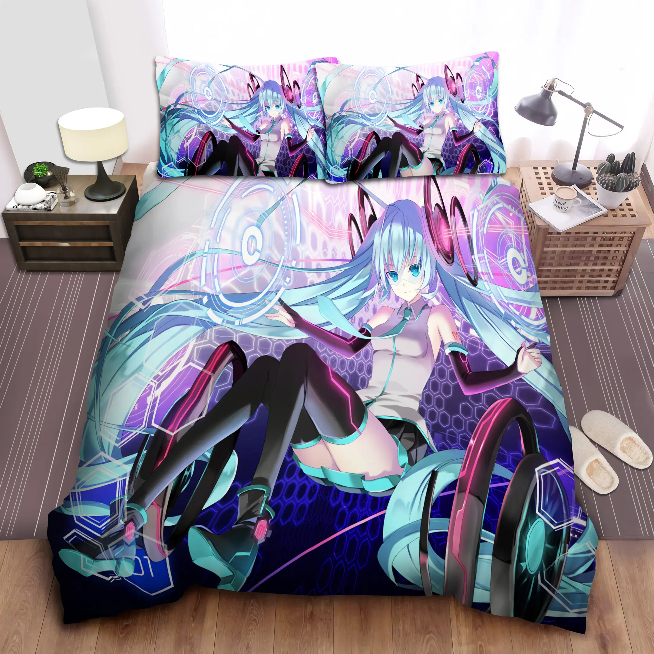 hatsune miku digital art duvet cover bedroom sets comfortable bedding sets jukmp