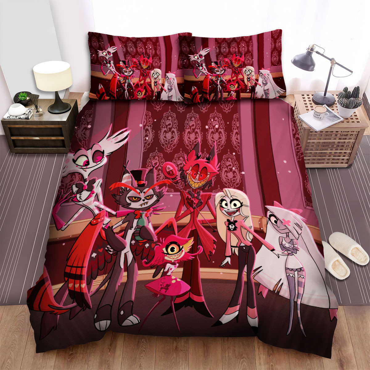 hazbin hotel group posing fun duvet cover bedding sets with bed sheets vaw7j