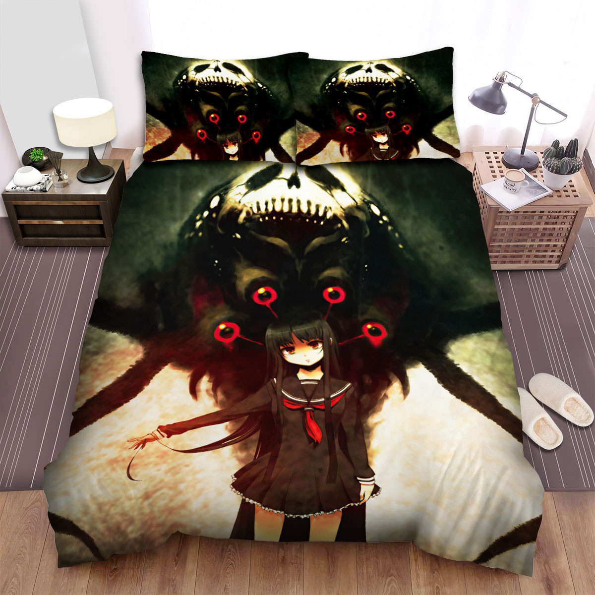 hell girl ai enma scary spider monster bed sheets spread duvet cover bedding sets scyem