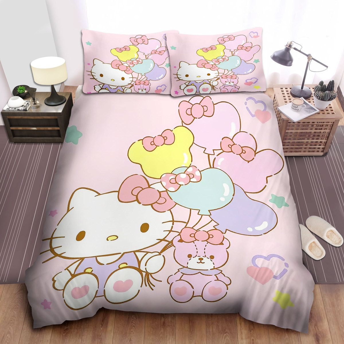 hello kitty and plush toy balloons duvet cover bedroom sets comfortable bedding sets rgdmi