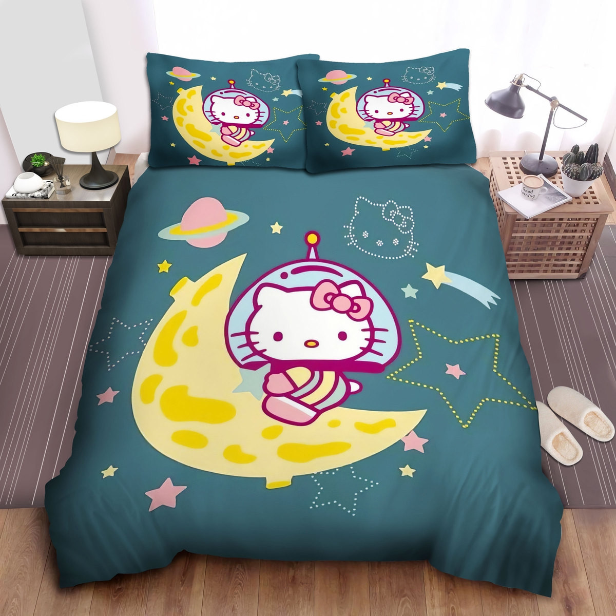 hello kitty astronaut bedding sets moon stars duvet cover bed sheets rjdvp