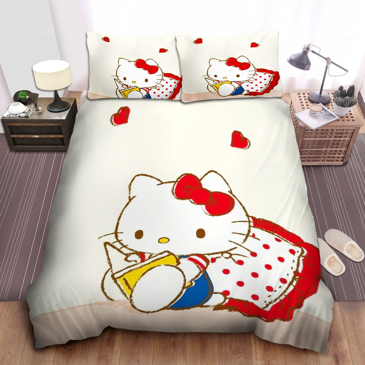 hello kitty reading a book drawing duvet cover bedroom sets comfortable bedding sets 2v5xu