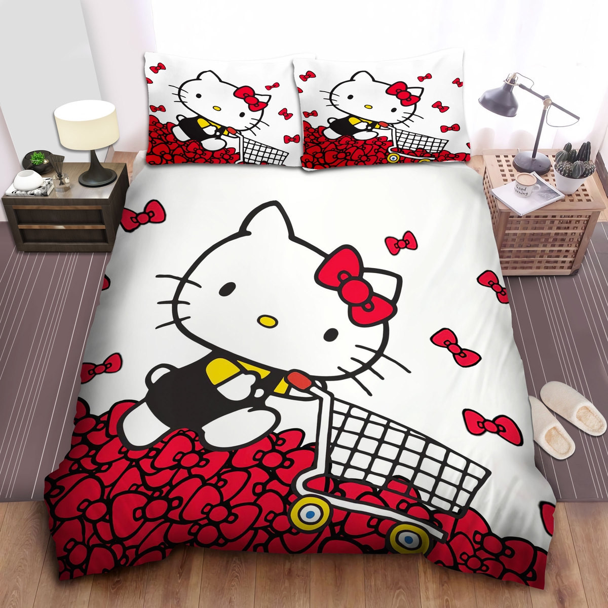 hello kitty red bow shopping comforter duvet cover bed sheets bedding sets lyh2i