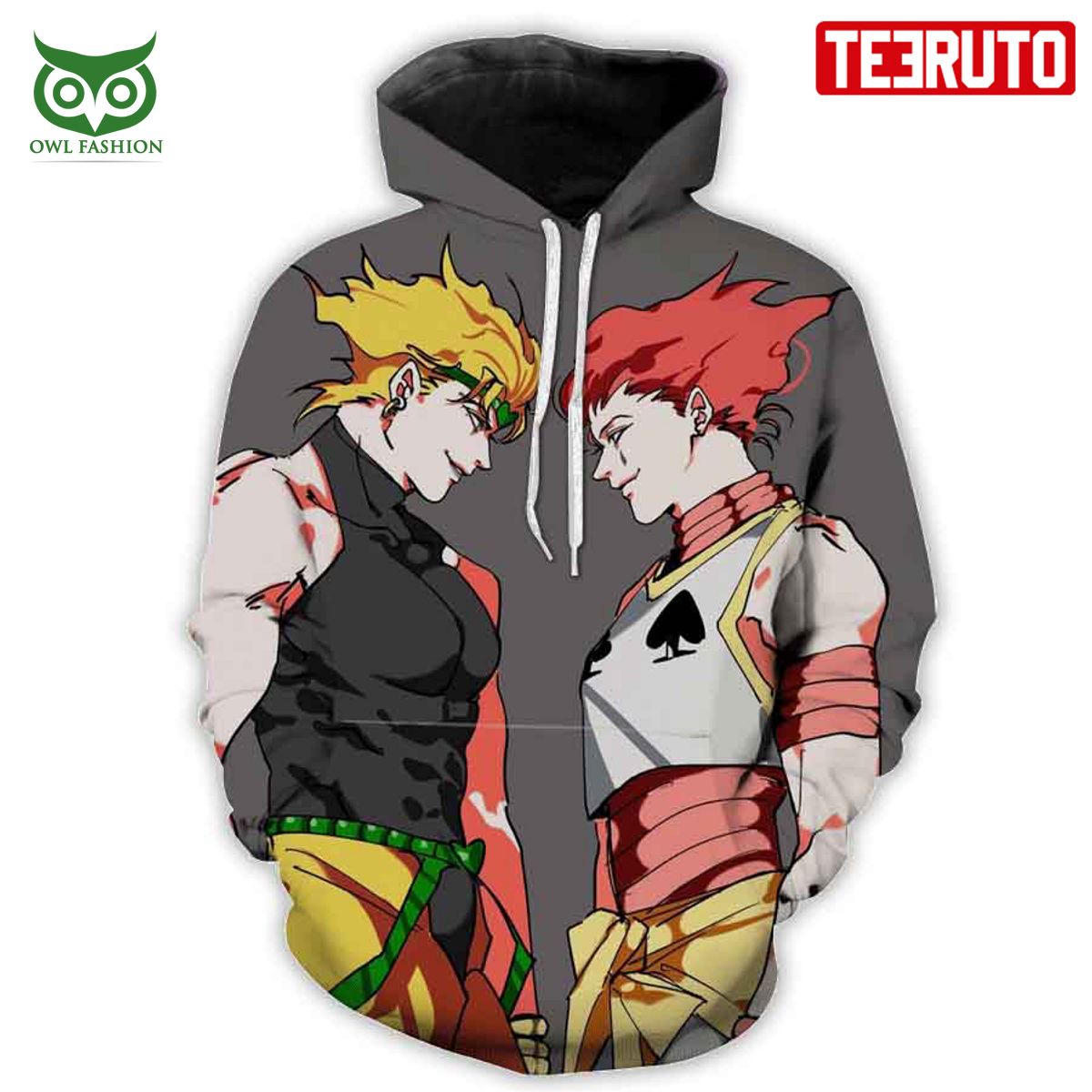 hisoka and dio hunter x hunter x jojos adventure anime hd 3d aop hoodie 1 yzvkz