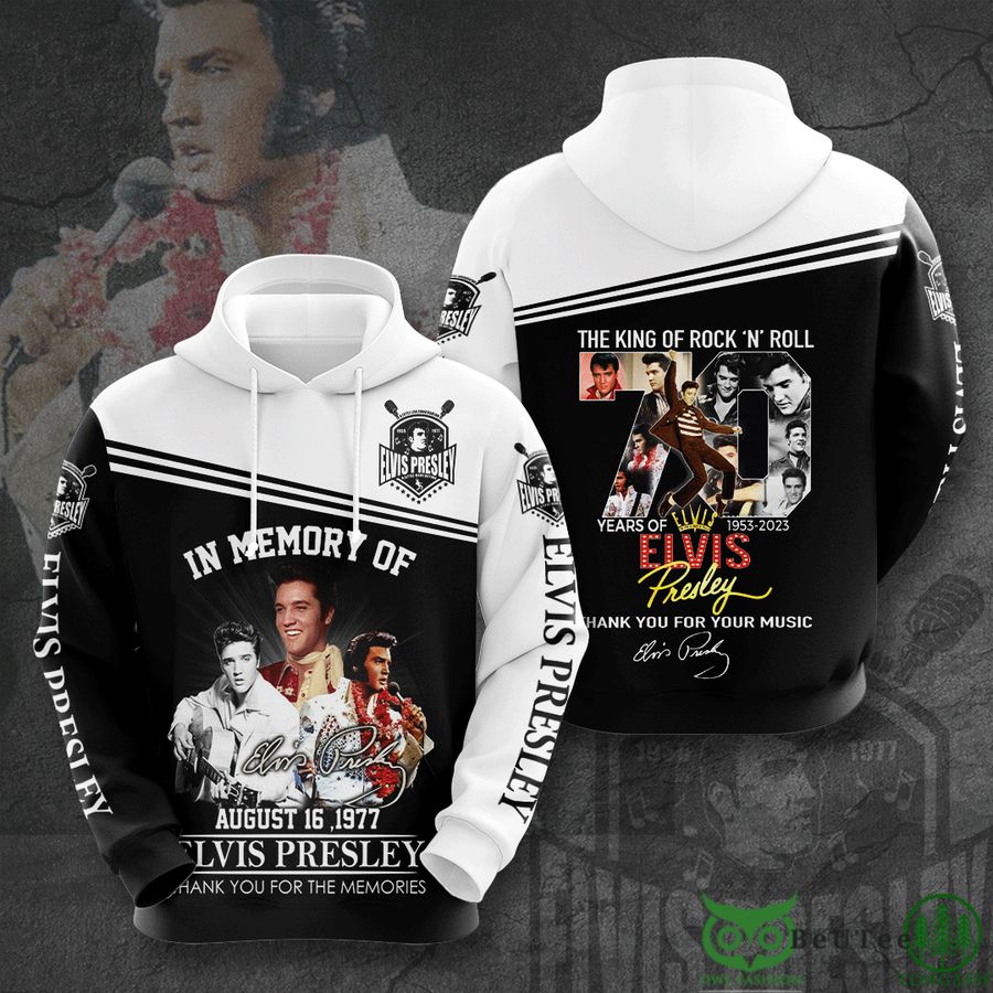 hjVBtem2 4 Elvis Presley In Memory Of Black White 3D Hoodie