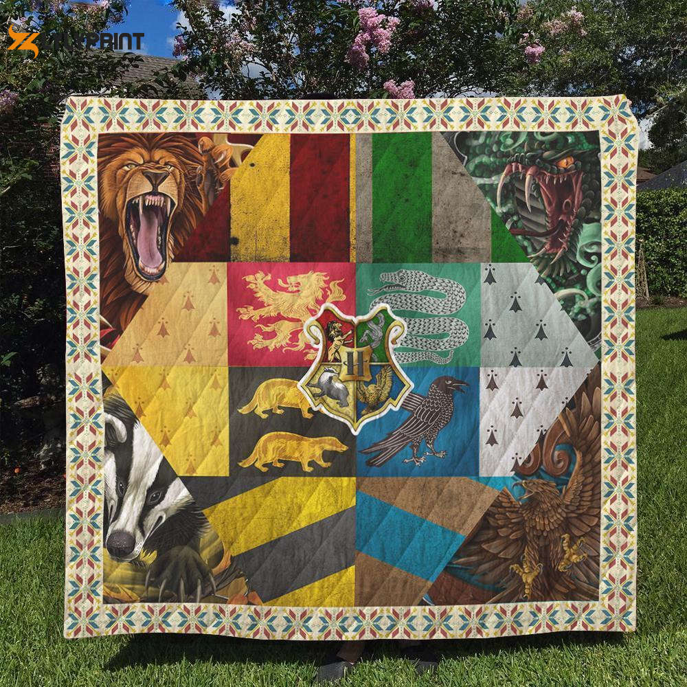 hogwarts logo harry potter 3d customize quilt blanket