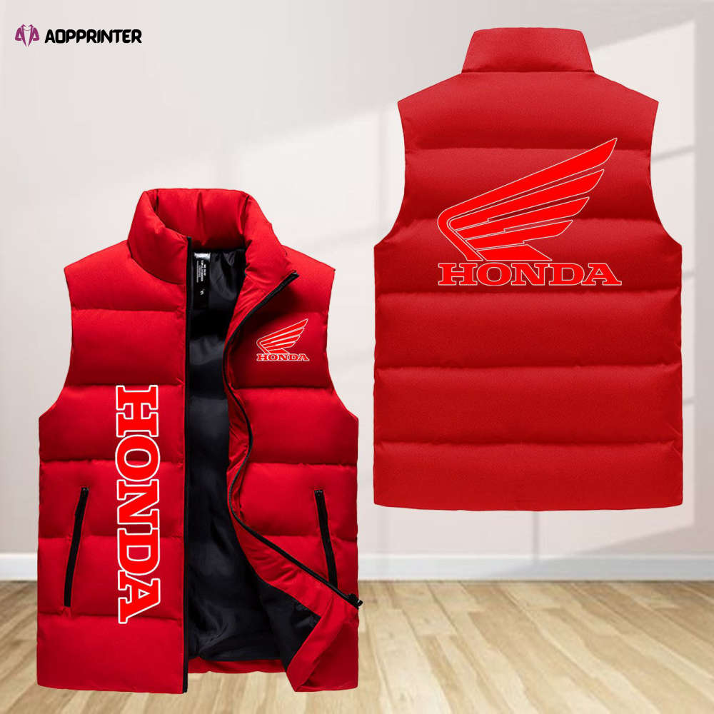 honda motorcycle sleeveless puffer jacket custom for fans gifts