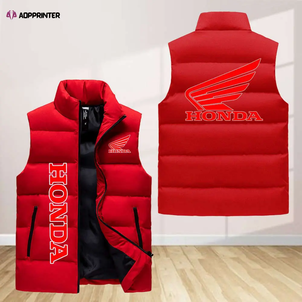 honda motorcycle sleeveless puffer jacket custom for fans gifts