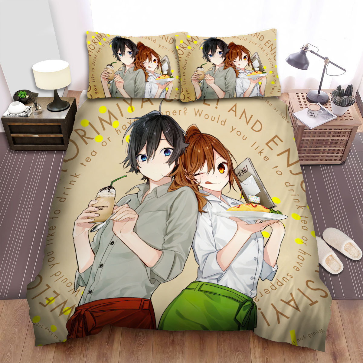 horimiya hori miyamura as waiters at horimiya coffee bed sheets spread duvet cover bedding sets ijyrn