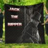 horror movie jack the ripper in city black white premium quilt blanket f5yuj