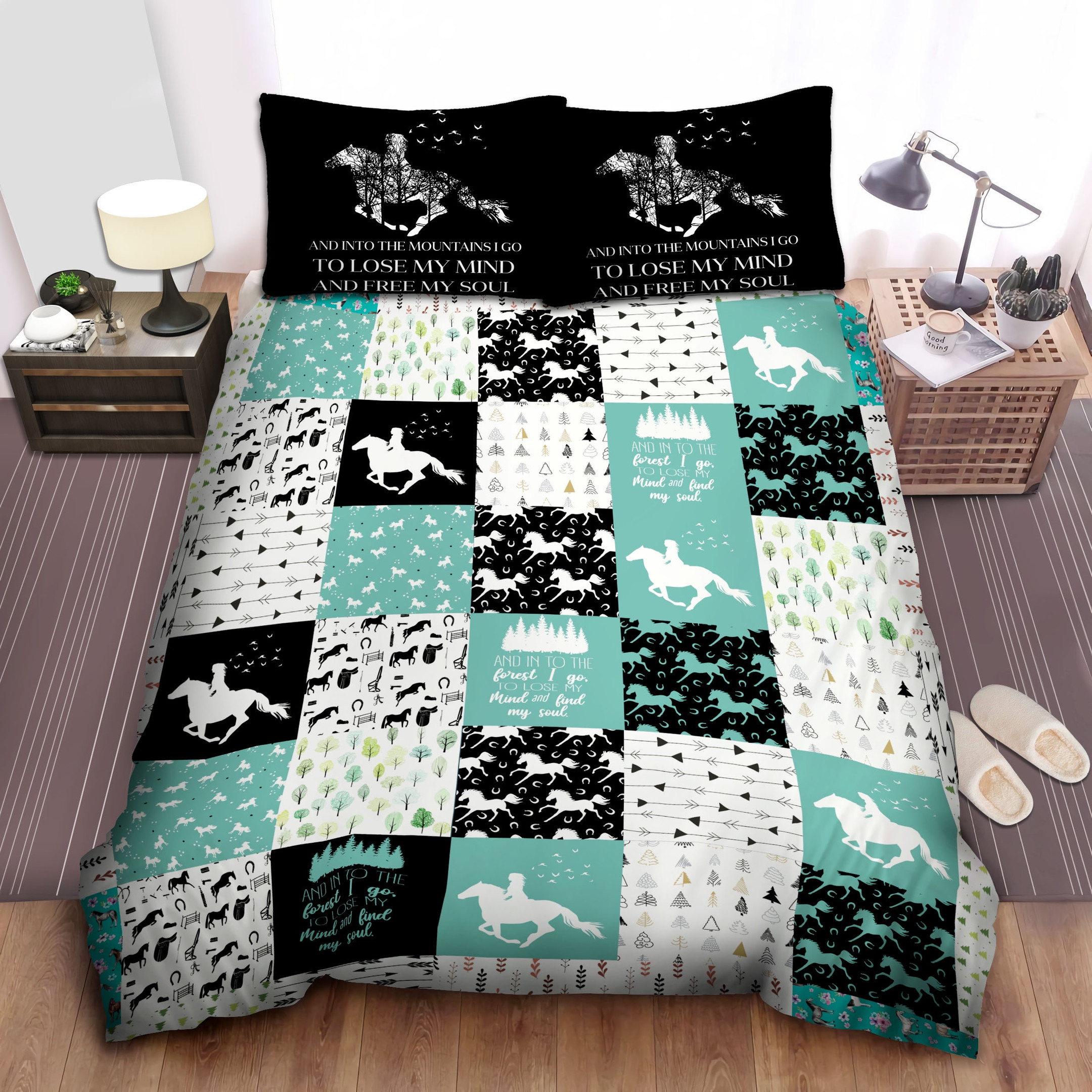 horse girl into the forest duvet cover bedroom sets comfortable bedding sets n2dit