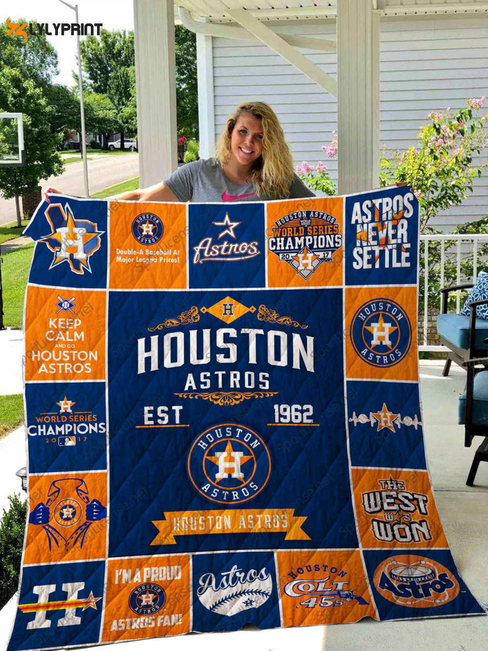 houston astros quilt blanket for fans home decor gift 1