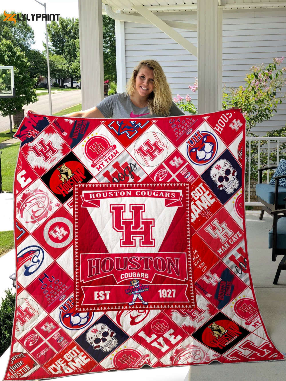 houston cougars quilt blanket for fans home decor gift 1