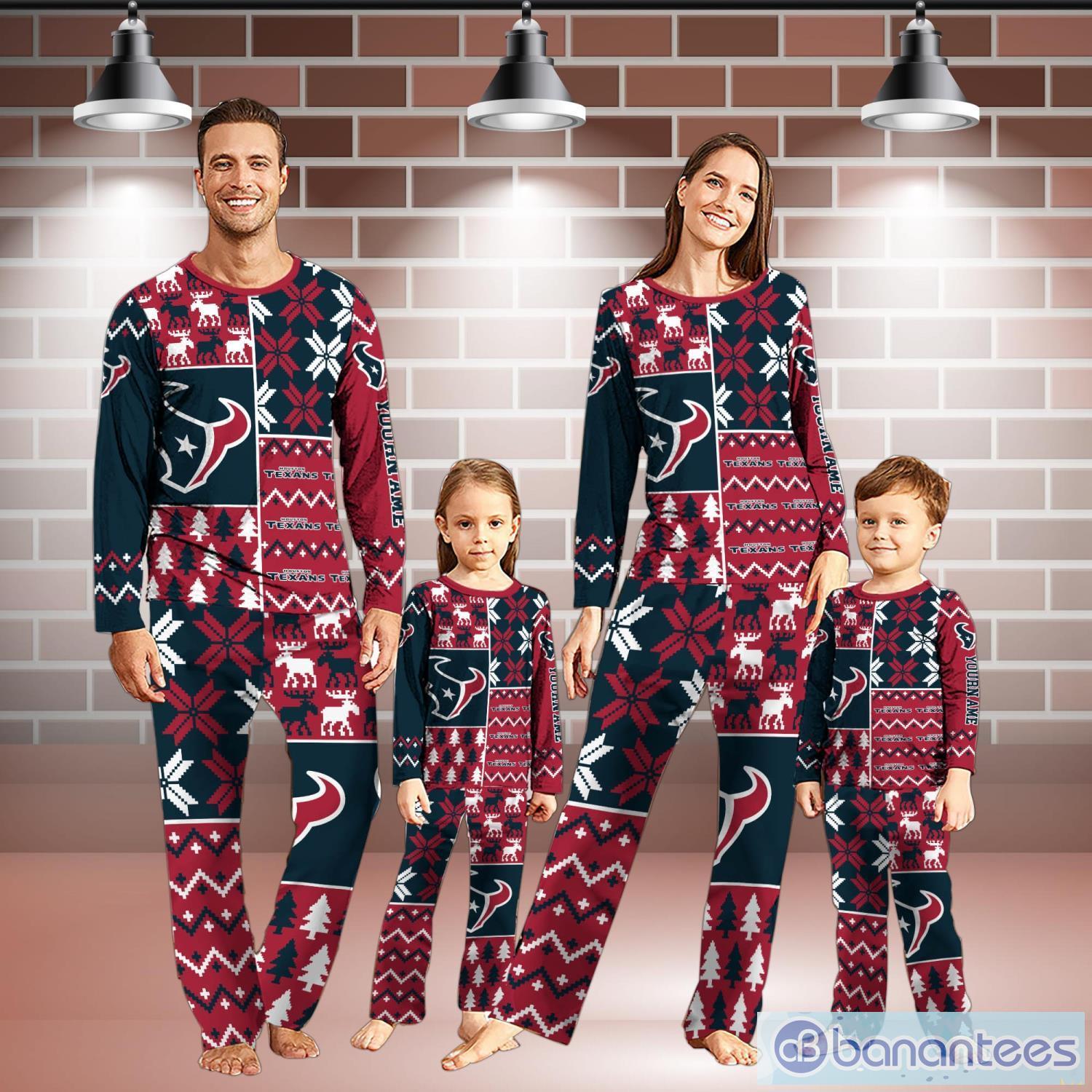 houston texans pajamas set christmas snowflake pattern pajamas christmas gift for family