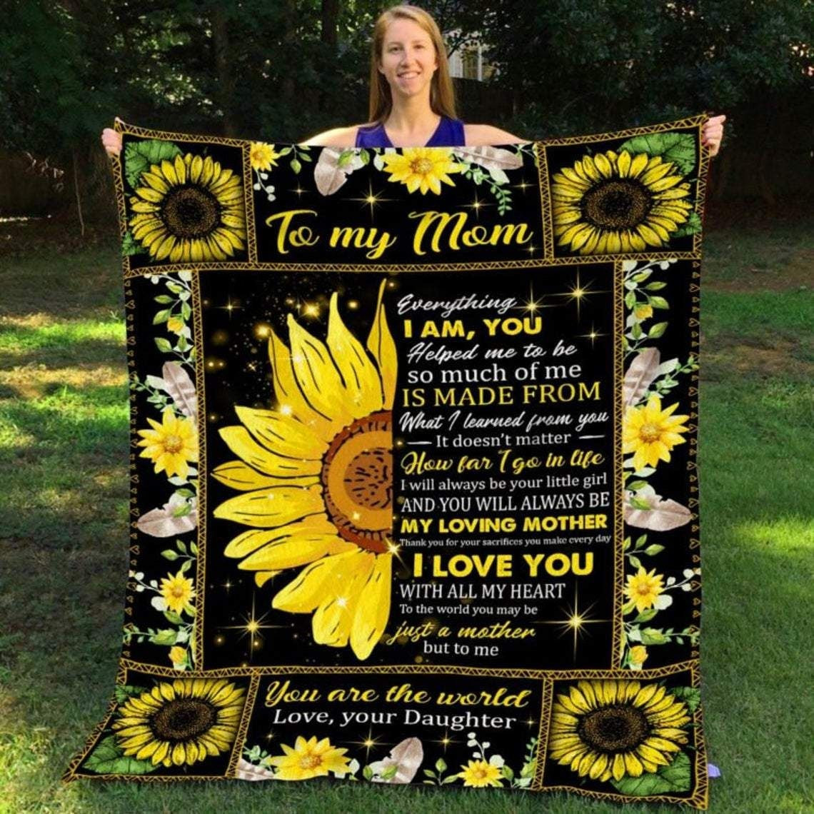 i love you with all my heart daughter gift for mom sunflowers blanket cmcvs