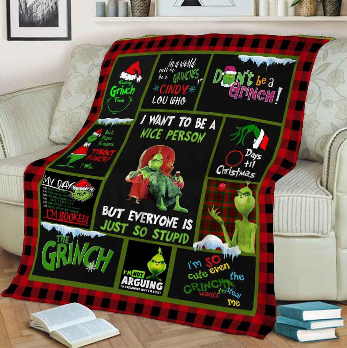 i want to be a nice person green monsters christmas blanket cvjog