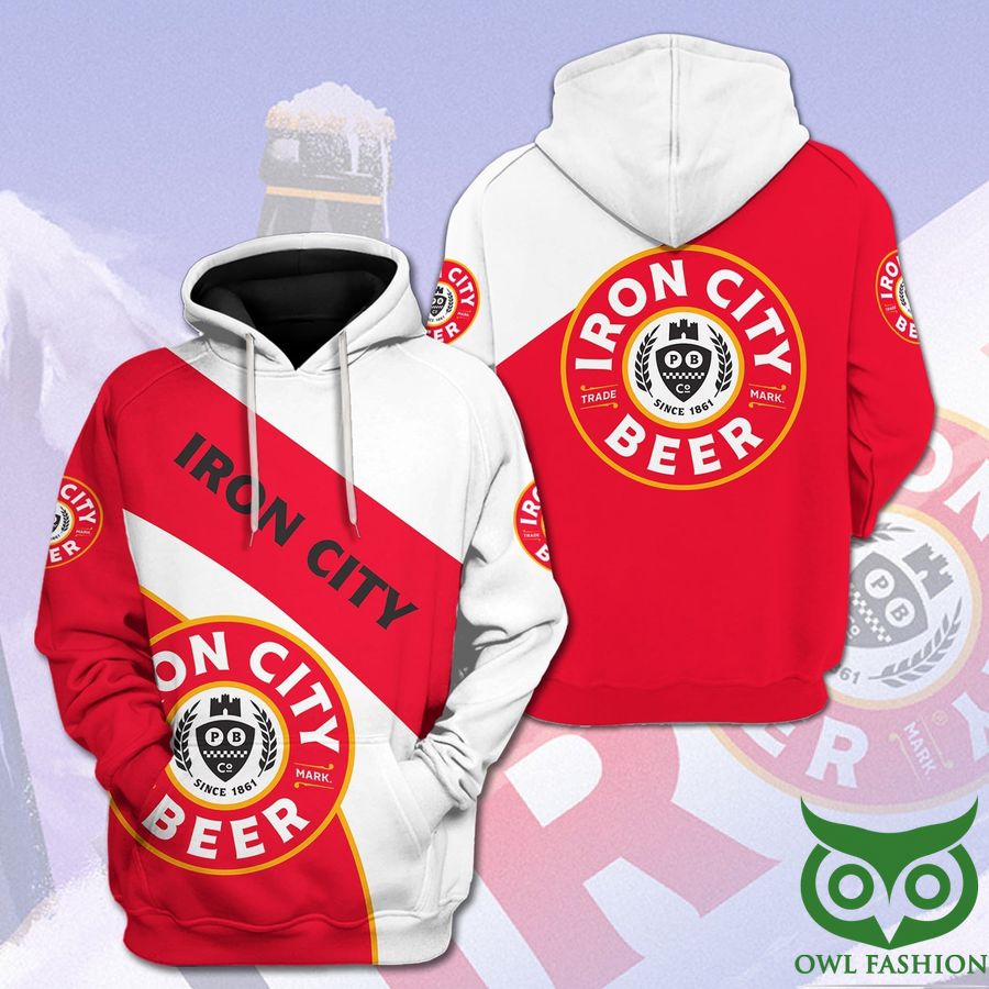 iS1NR6GP 80 Iron City Beer since 1861 White and Red 3D Hoodie