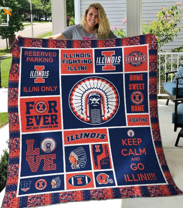 illinois fighting illini 2 quilt blanket for fans home decor gift