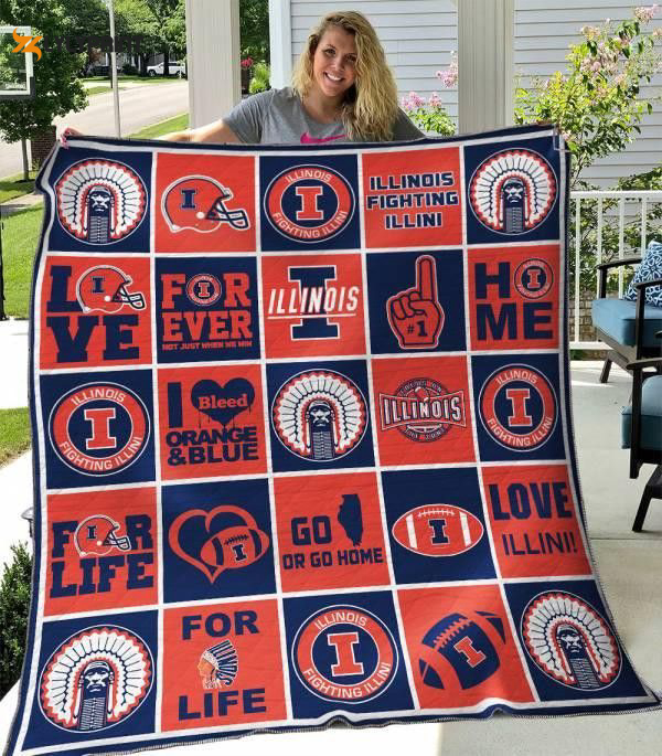 illinois fighting illini 3 quilt blanket