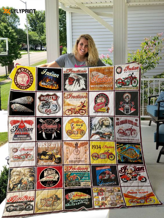 indian motorcycles quilt blanket for fans home decor gift 2