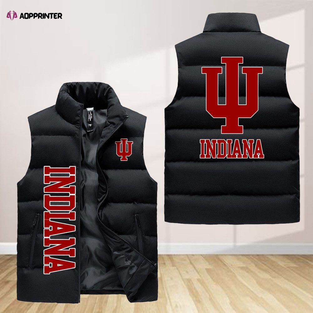 indiana hoosiers sleeveless puffer jacket custom for fans spj0446