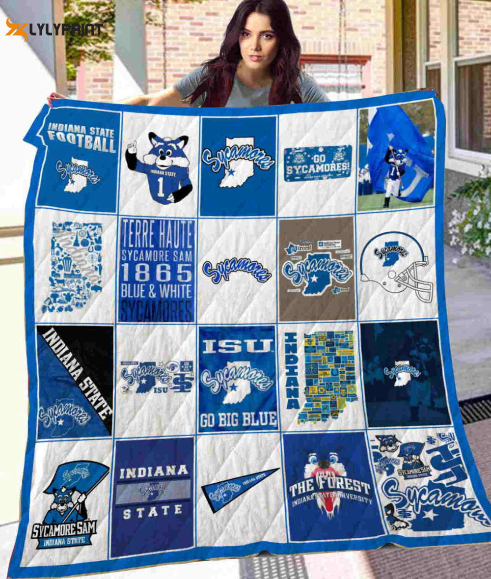 indiana state sycamores quilt blanket for fans home decor gift