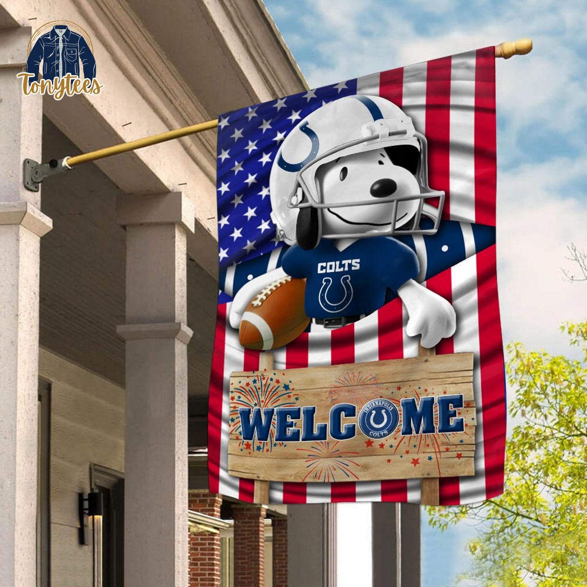 indianapolis colts snoopy peanuts welcome custom name garden flag 1 jx4zi