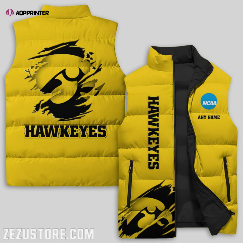 iowa hawkeyes ncaa sleeveless puffer jacket custom for fans spj2120