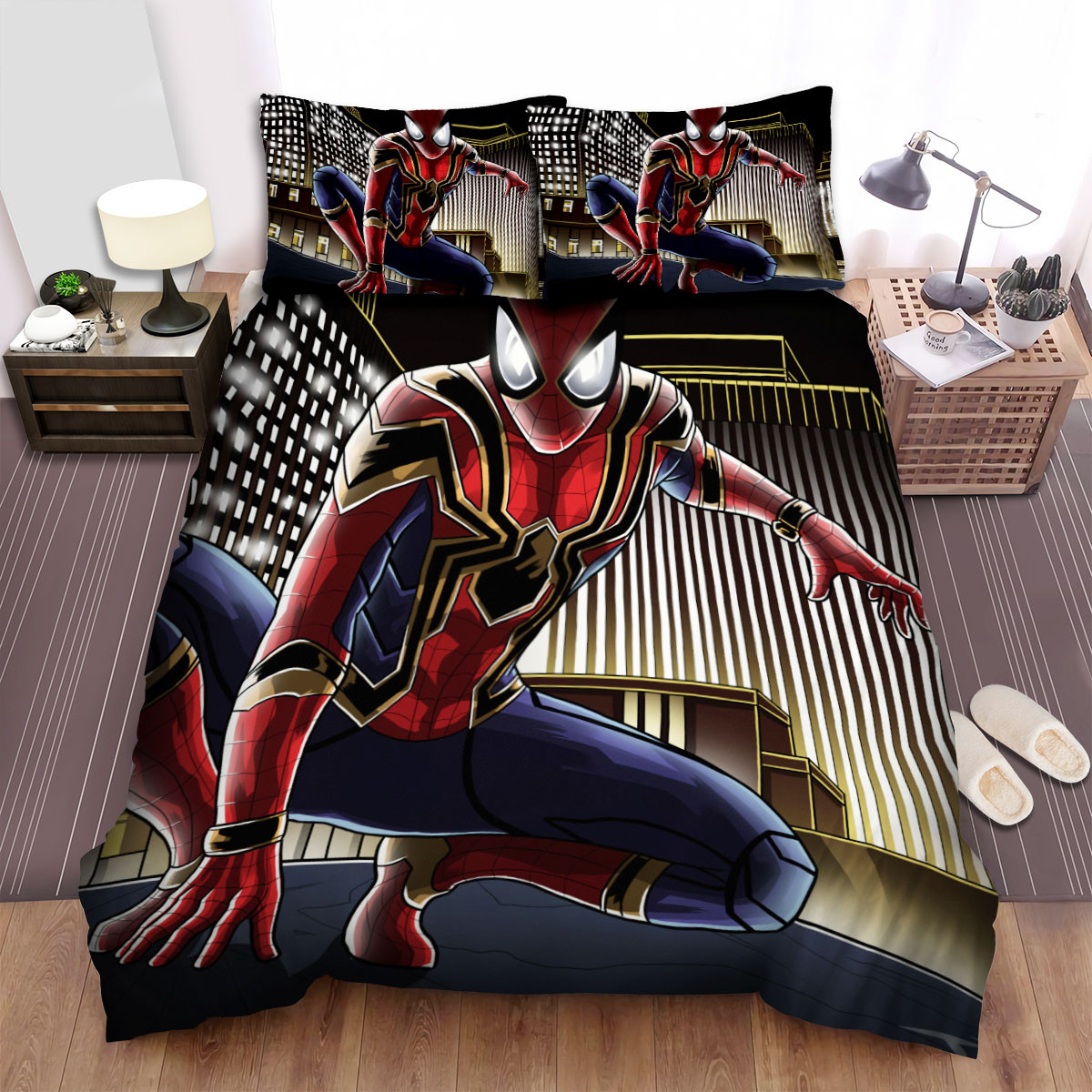 iron spider city night duvet cover bedroom sets comfortable bedding sets vfzof