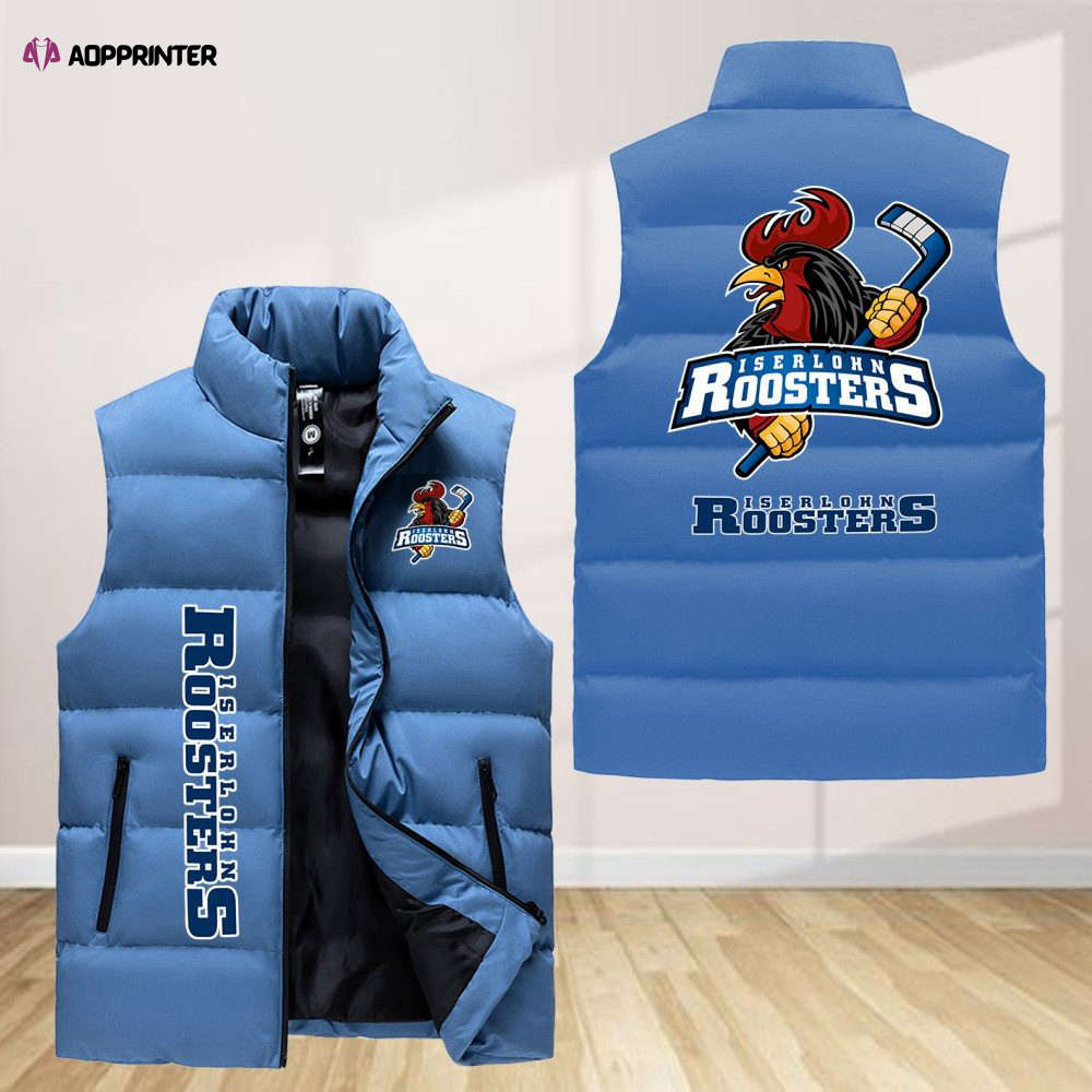 iserlohn roosters sleeveless puffer jacket custom for fans spj0545