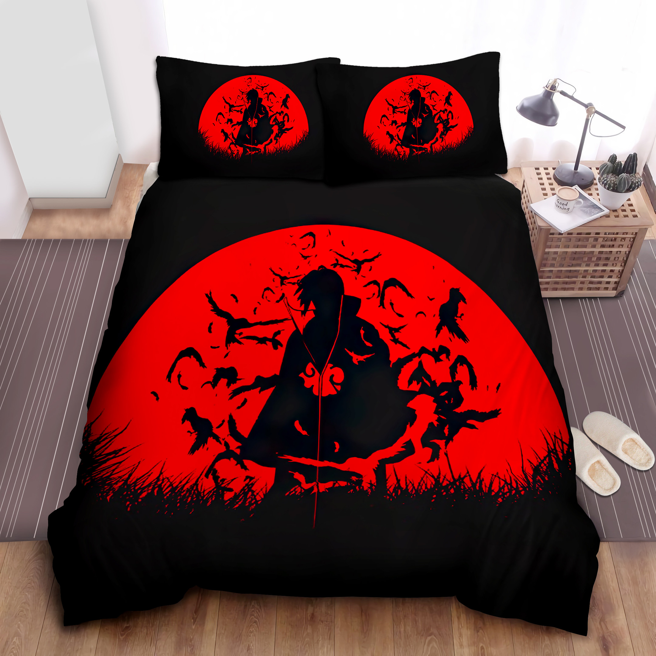 itachi crows bedding sets comforter duvet cover bed sheets spread 3pcqb